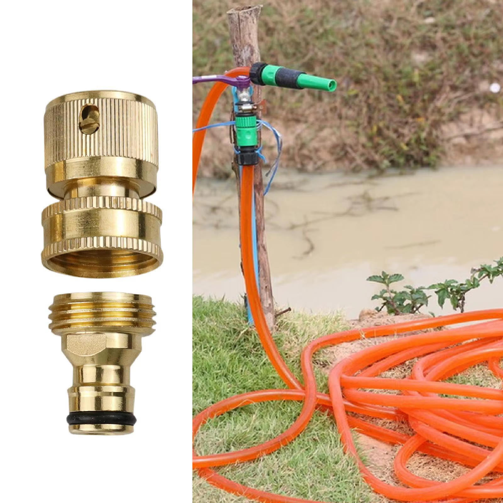 Conector rápido antifugas de cobre para manguera de jardín 3/4″ - imagen 2