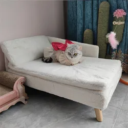 Sofá elevado de lujo para perros pequeños y medianos – Respaldo y cojín de felpa