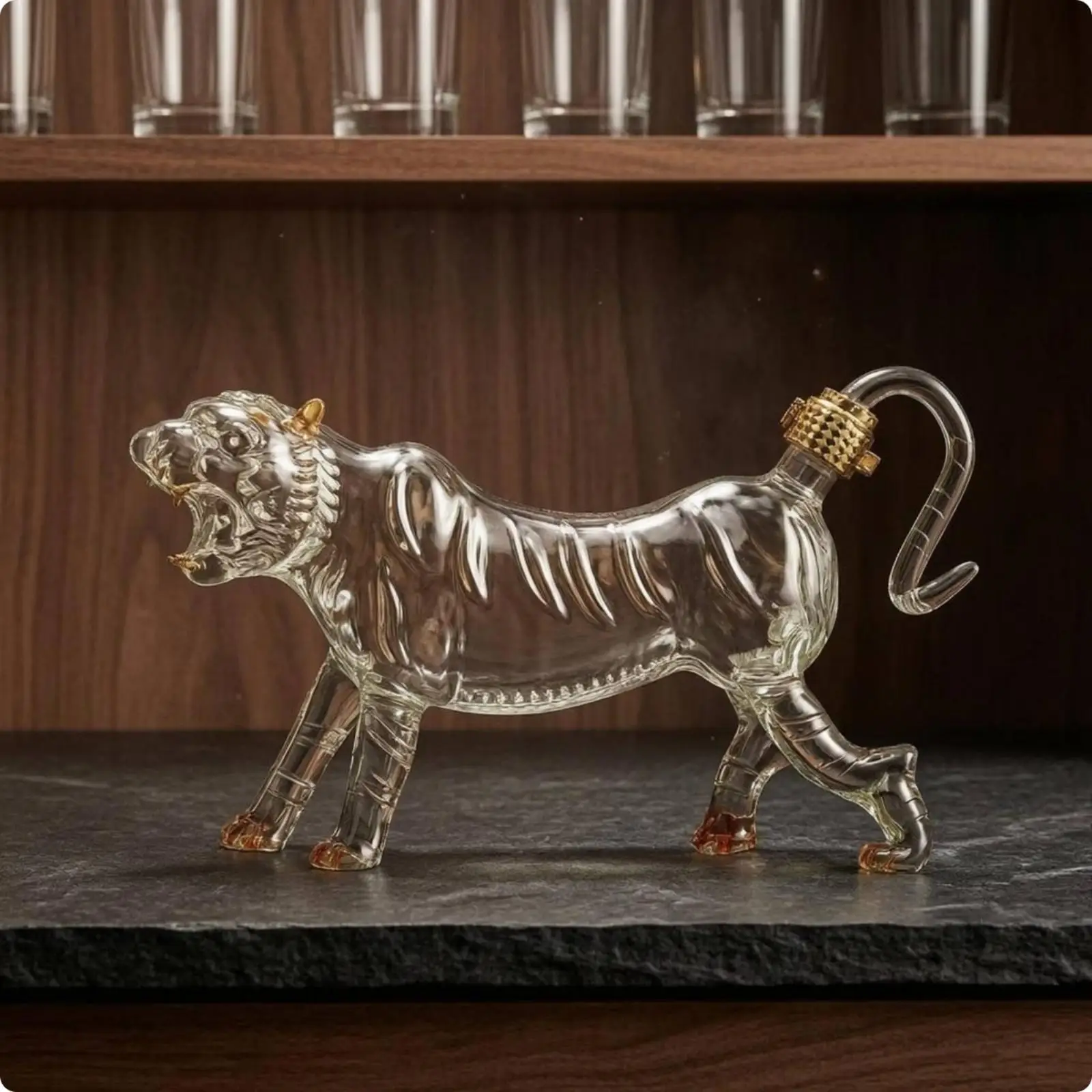 Botella de Licor Tigre de Vidrio – Contenedor Sellado para Bar - imagen 4