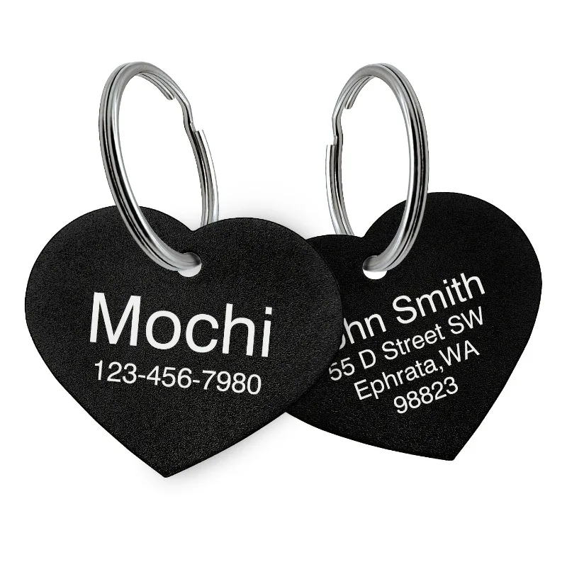 Placa personalizada para perro o gato – Nombre con forma de corazón