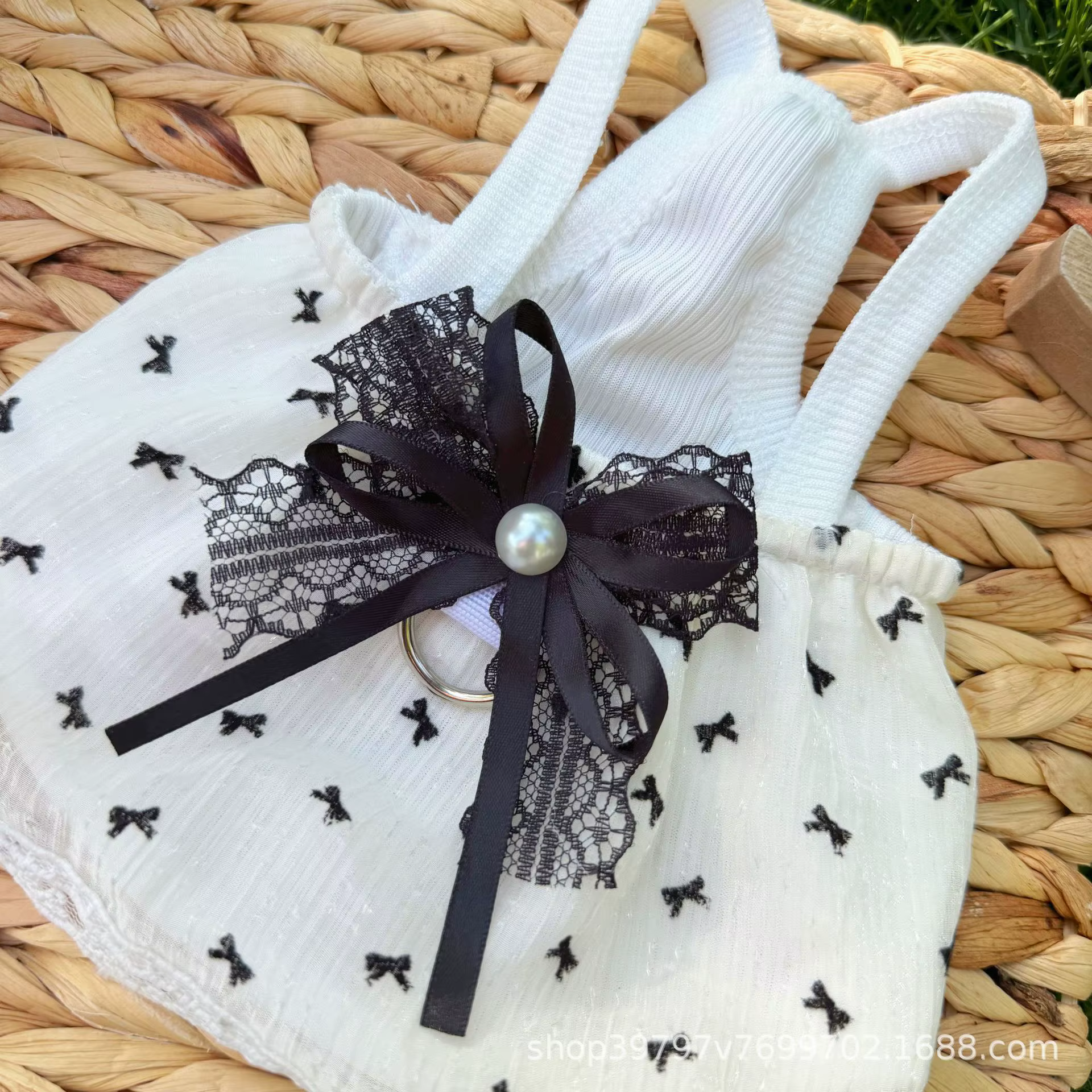Vestido verano malla con lazo para perros pequeños
