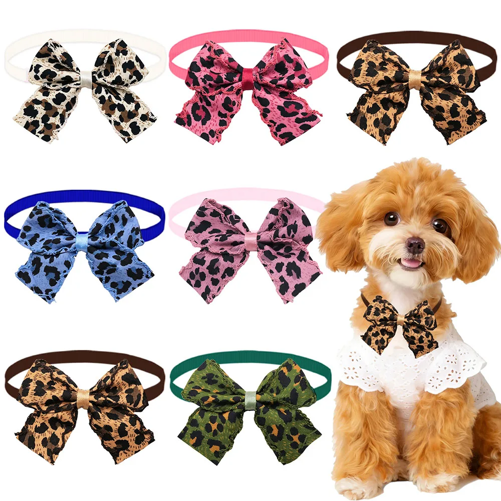 Corbatín de leopardo para perros, ajustable, accesorio otoño e invierno
