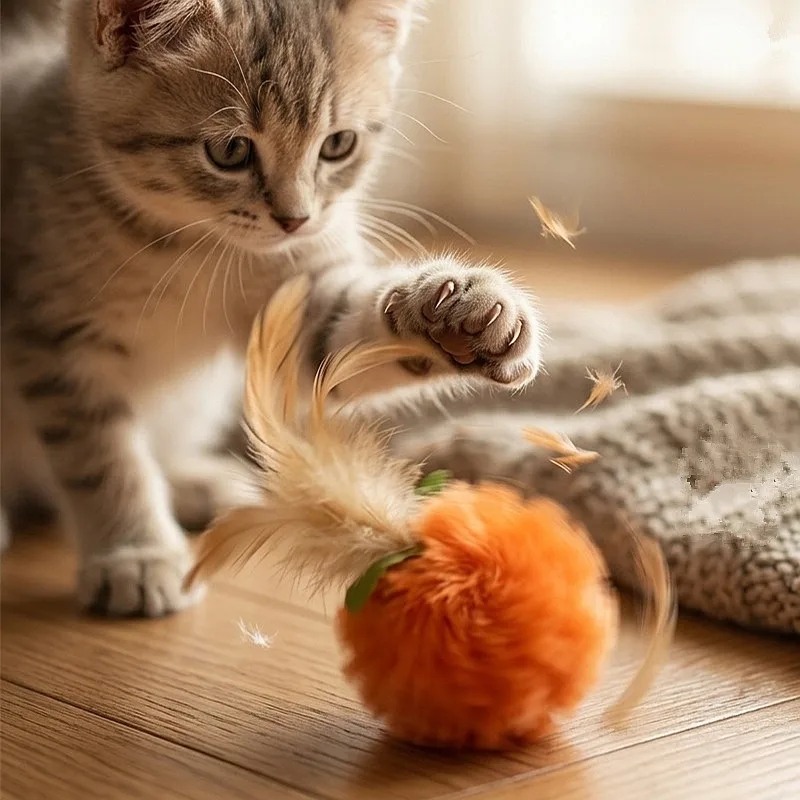Juguete interactivo para gatos: pelota con campana y varita de plumas