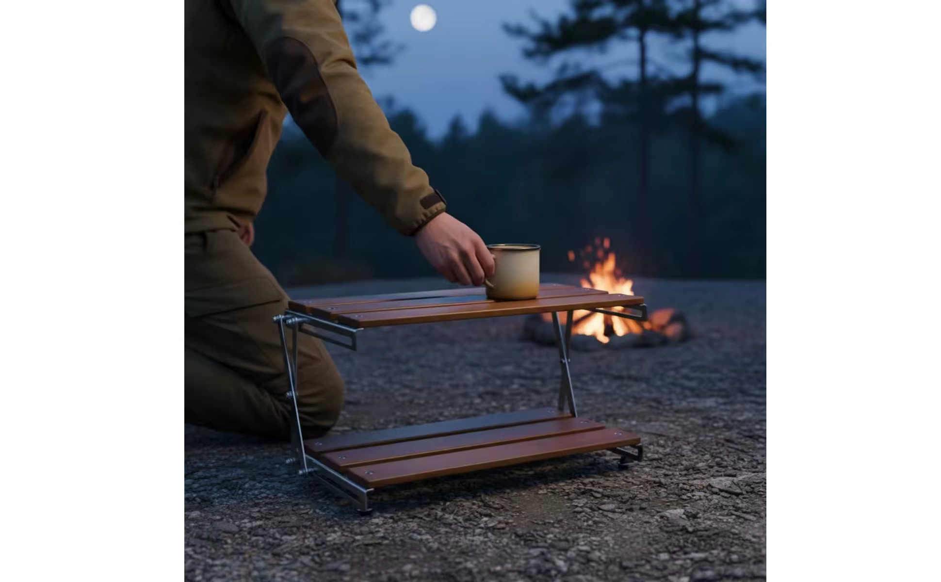Organizador portátil de dos estantes para camping y armarios