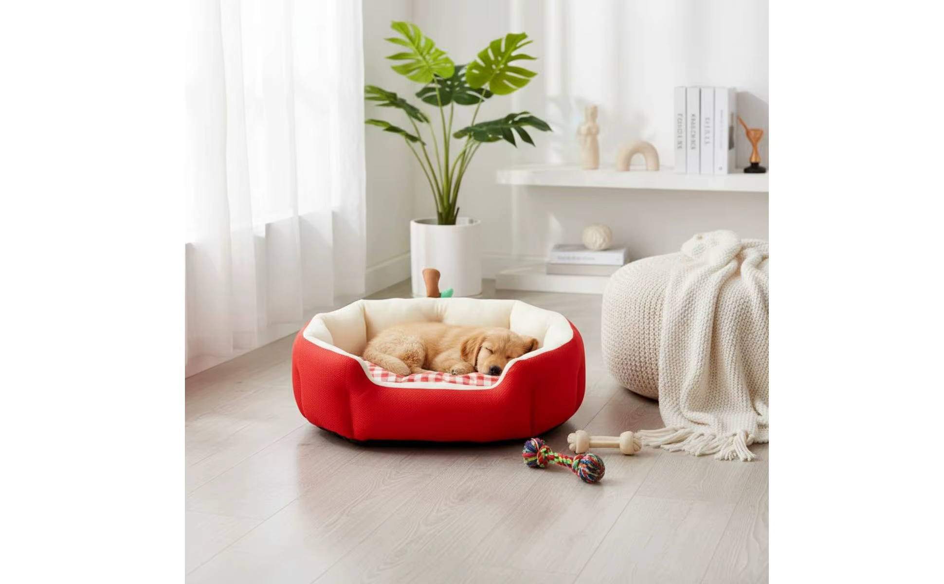 Cama para mascotas en forma de plátano vista frontal