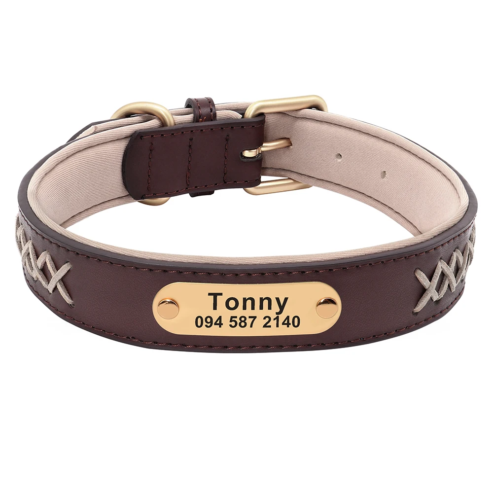 Collar personalizado de cuero PU para perros: resistente y ajustable