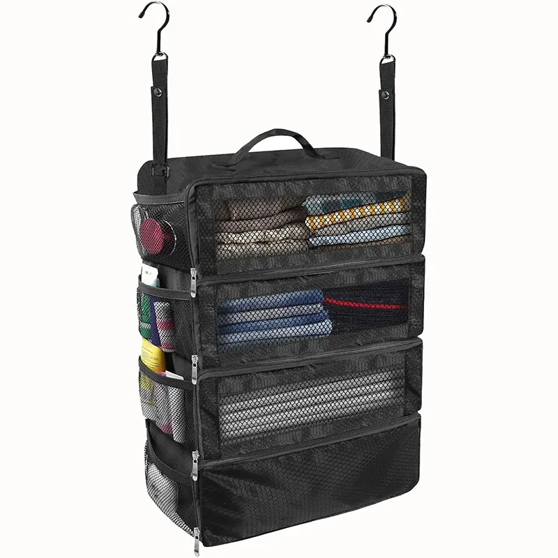 Organizador plegable en uso durante el viaje