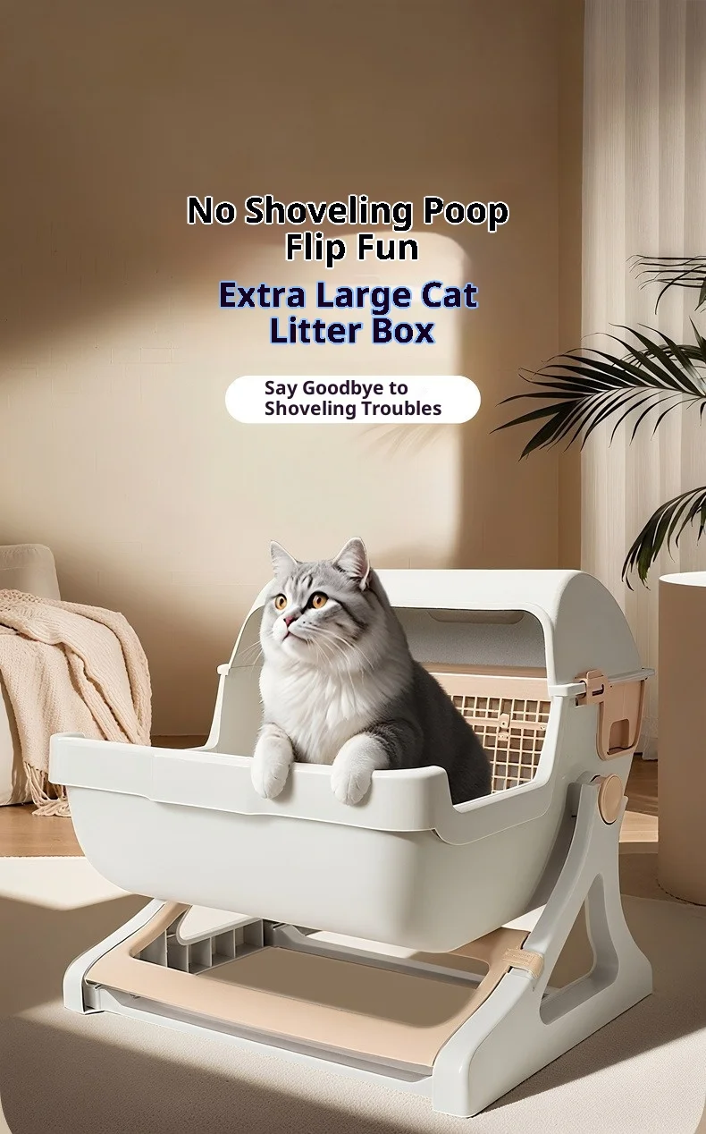 Caja de arena extra grande con diseño semiautomático