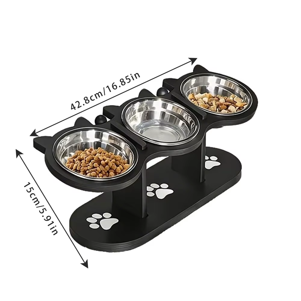 Comedero elevado para gatos y perros pequeños con acero inoxidable - imagen 2