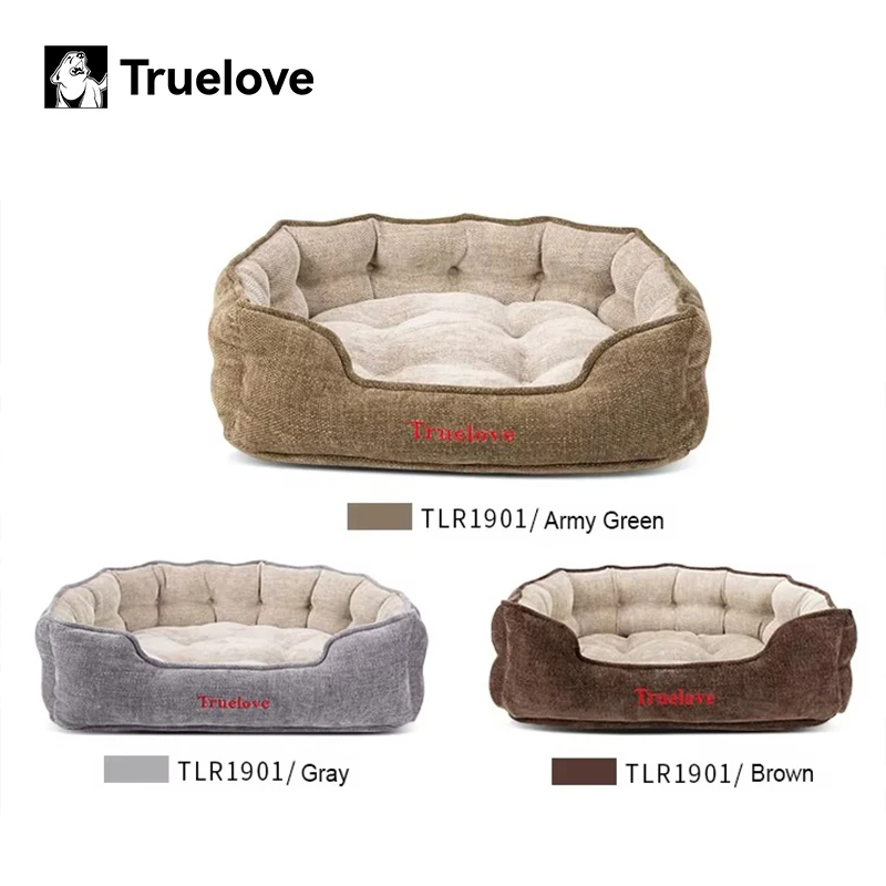 Cama Truelove de felpa lavable redonda para gatos y perros