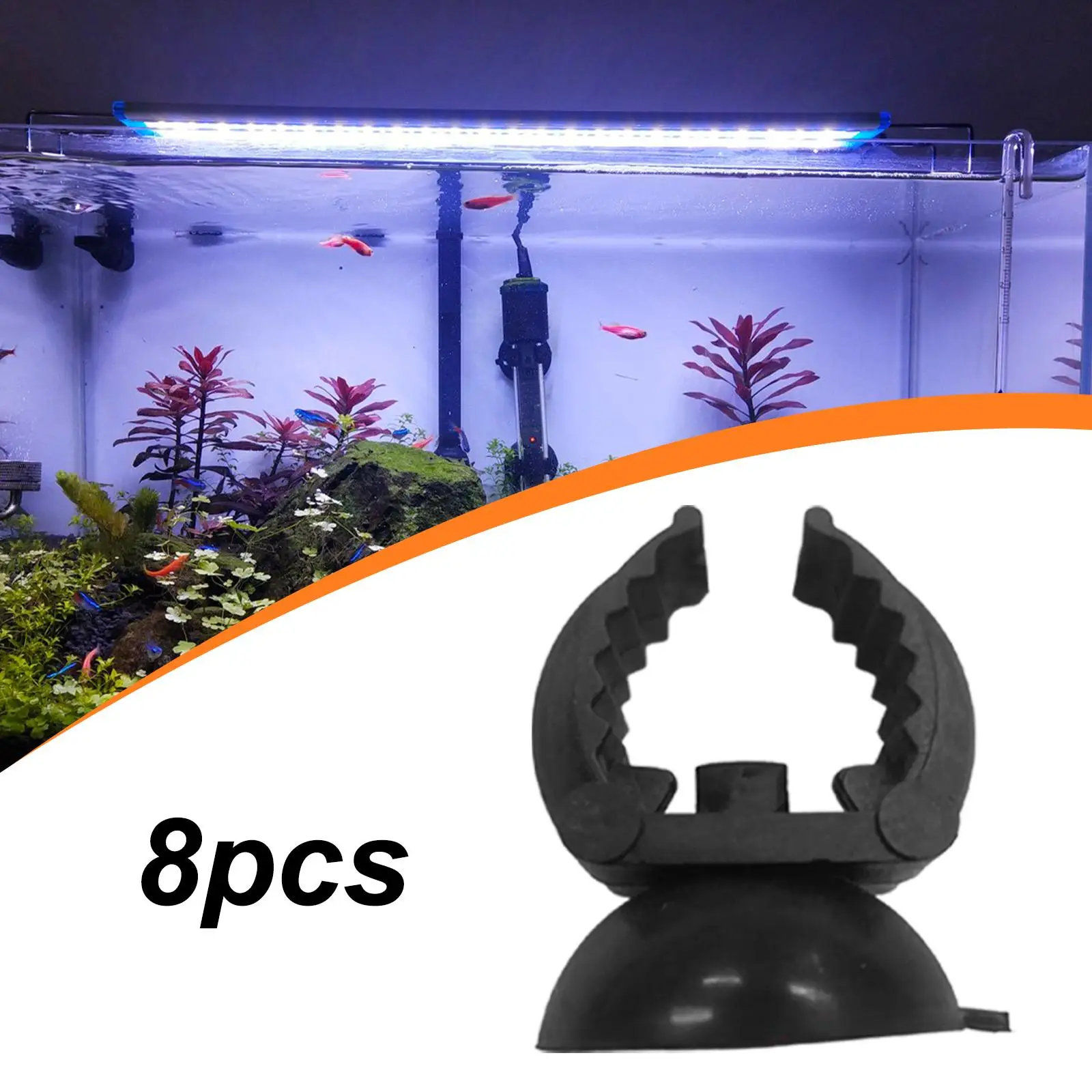 Pack de 8 ventosas para acuario Kesoto sobre superficie
