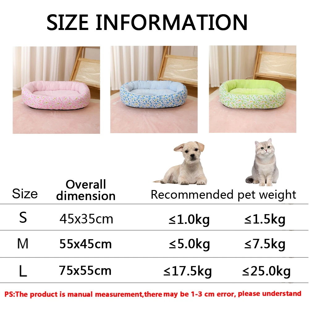 Sofá cama para gatos con detalle floral y borde elevado