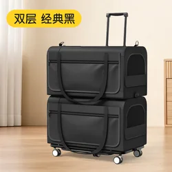 Cochecito 3 en 1 plegable doble capa para gatos y perros pequeños