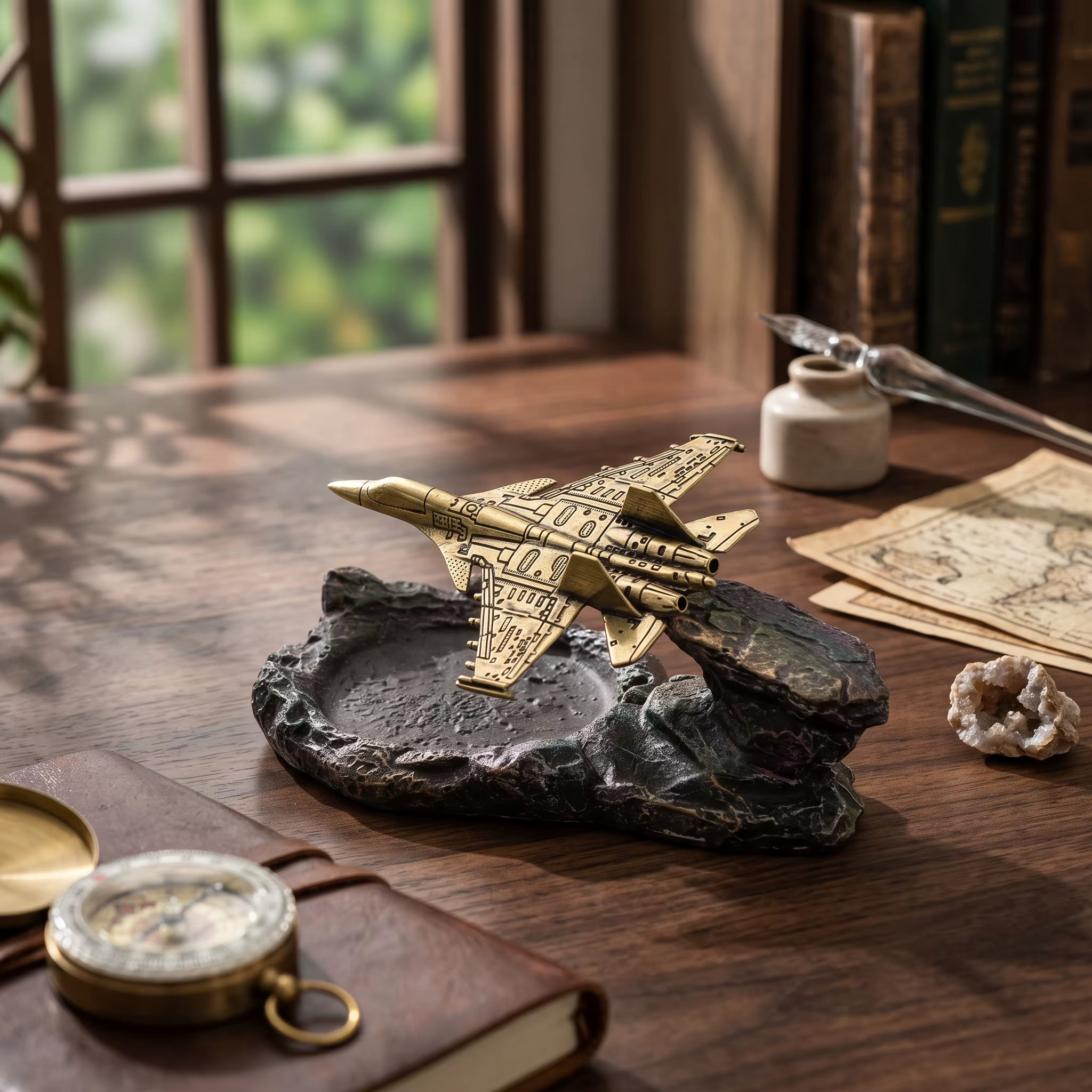 Figura decorativa latón vintage con forma de avión para gatos y perros - imagen 5