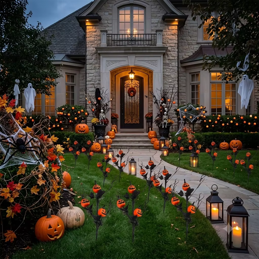 Arreglo floral calabaza negra Halloween – Decoración gótica jarrón