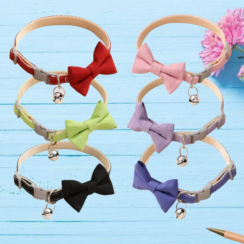 Detalle del lazo decorativo del collar para mascotas