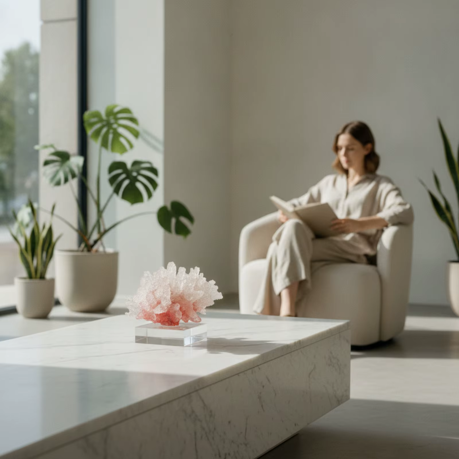 Escultura Coral Oceánica con Base Acrílico – Adorno Decorativo para Hogar - imagen 2
