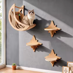 Estantes de pared luna y estrella para gatos: hamaca y escalada