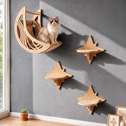 Estantes de pared luna y estrella para gatos: hamaca y escalada