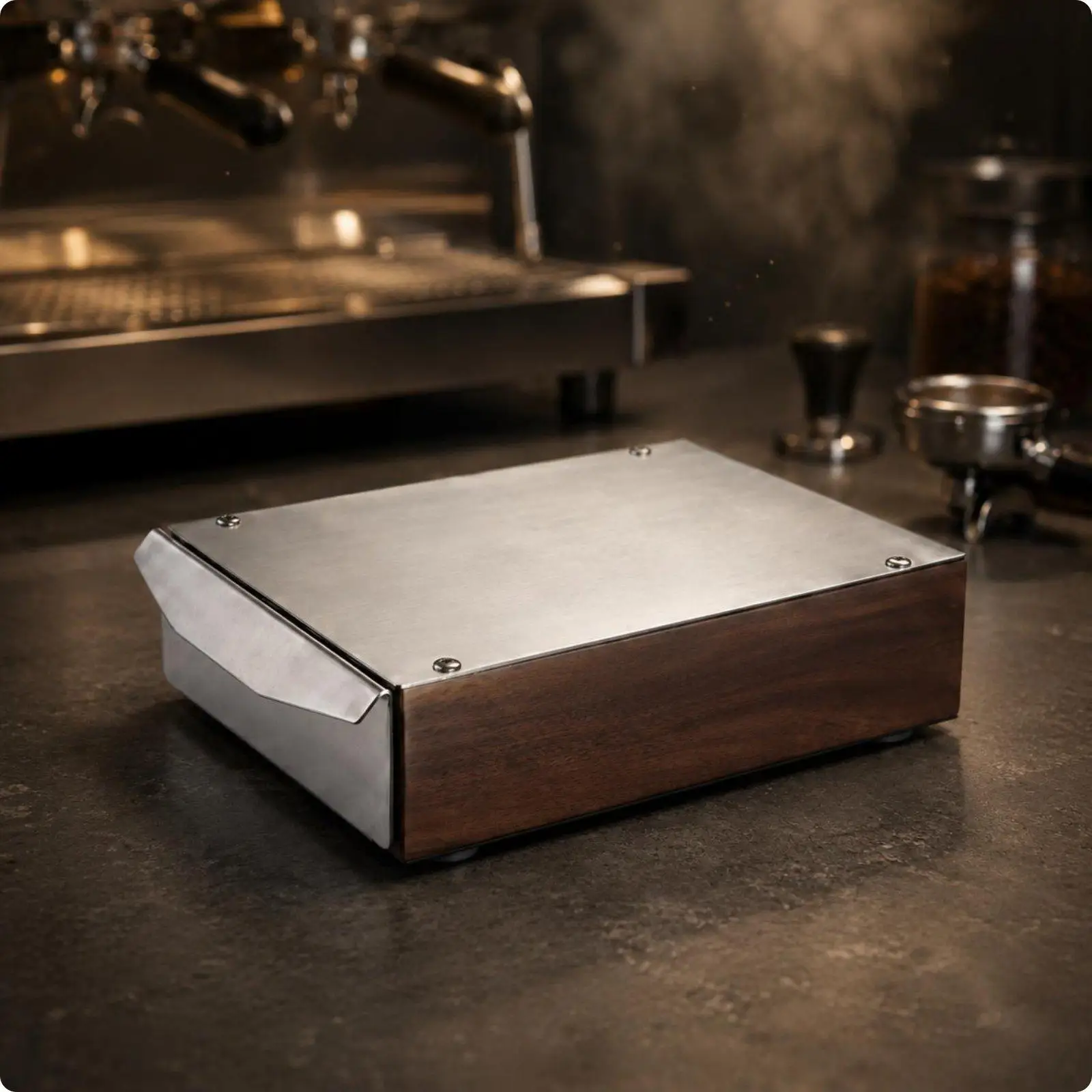 Contenedor posos café espresso con cajón – Estilo nogal - imagen 5