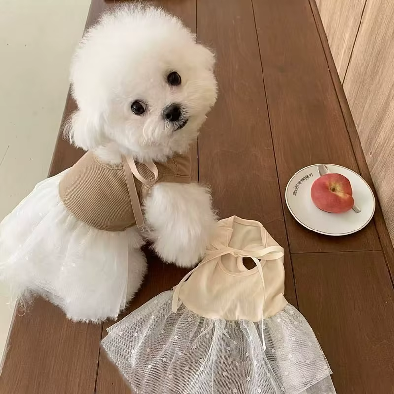 Vestido tutú de tul con lunares para perros pequeños y gatos - imagen 3