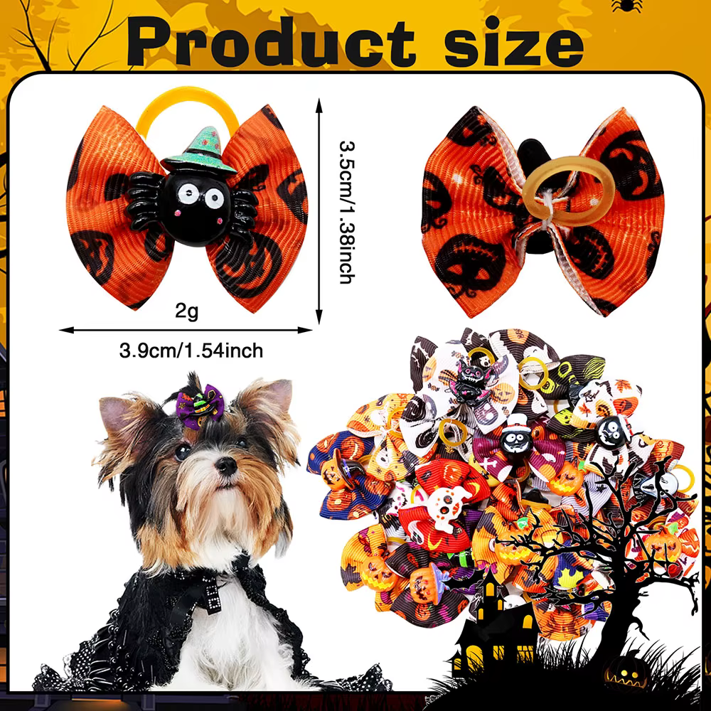 Lazos con gomas elásticas para perros, fiesta de Halloween - imagen 5