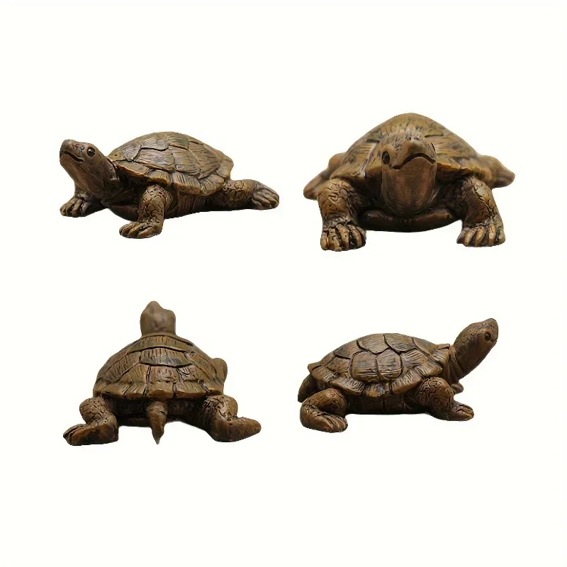 Estatua de tortuga integrada en un acuario