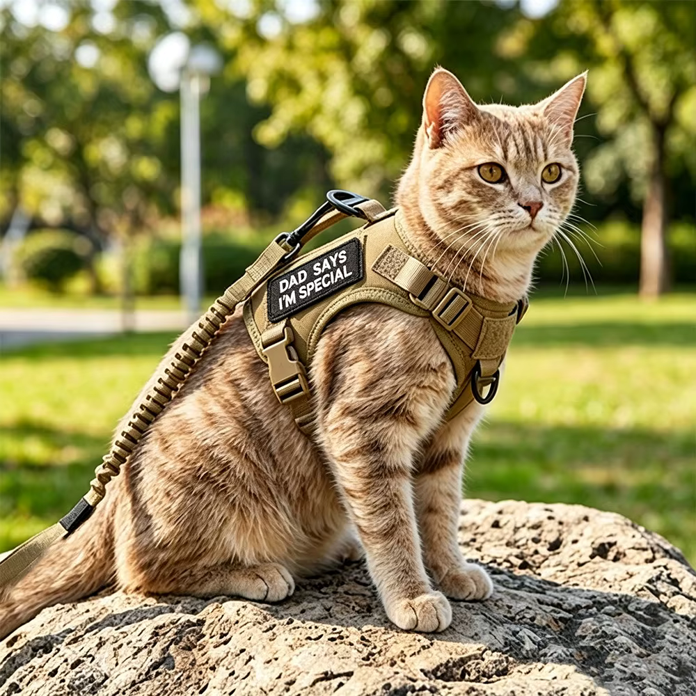 Arnés antiescape para gatos con correa elástica y parches removibles - imagen 4