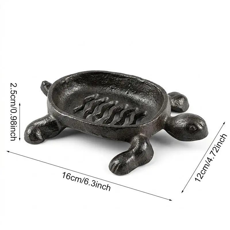 Jabonera tortuga drenable para baño de gato y perro – base hierro