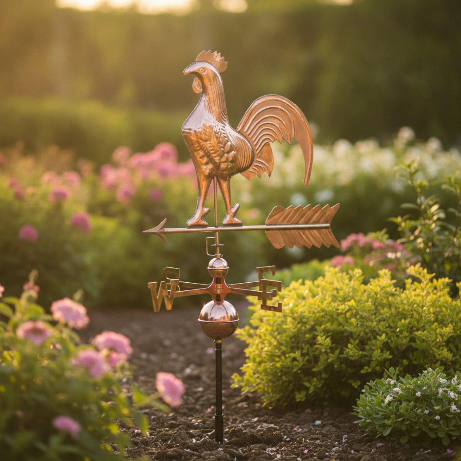 Aerógrafo de jardín con poste – Anemómetro decorativo resistente al óxido - imagen 5