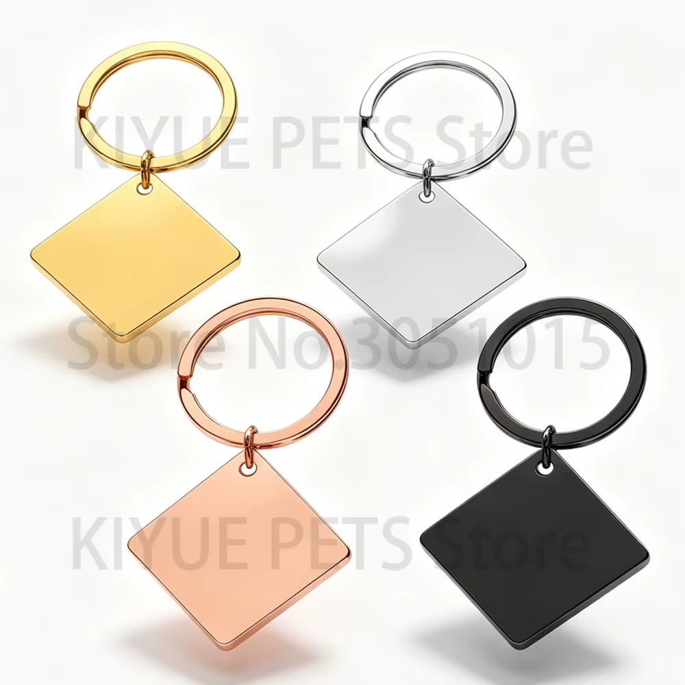 Kit llaveros metálicos cuadrados personalizables para perros y gatos - imagen 5