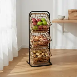 Soporte Elevado Cesta Mimbre para Perros y Gatos – Organizador Vertical