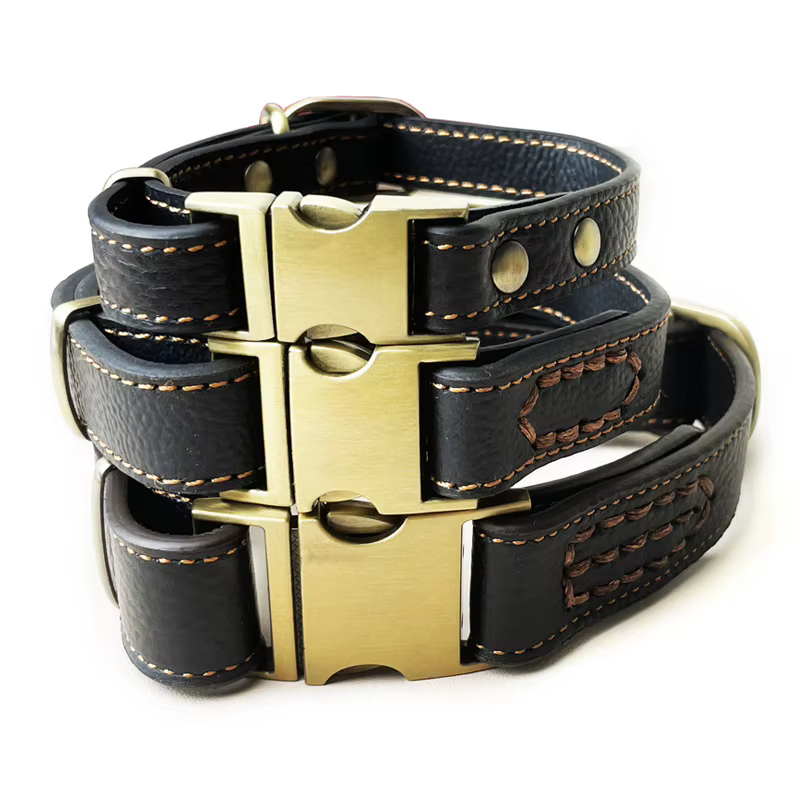 Collar de cuero para perro ajustable con cierre de seguridad rápido - imagen 2