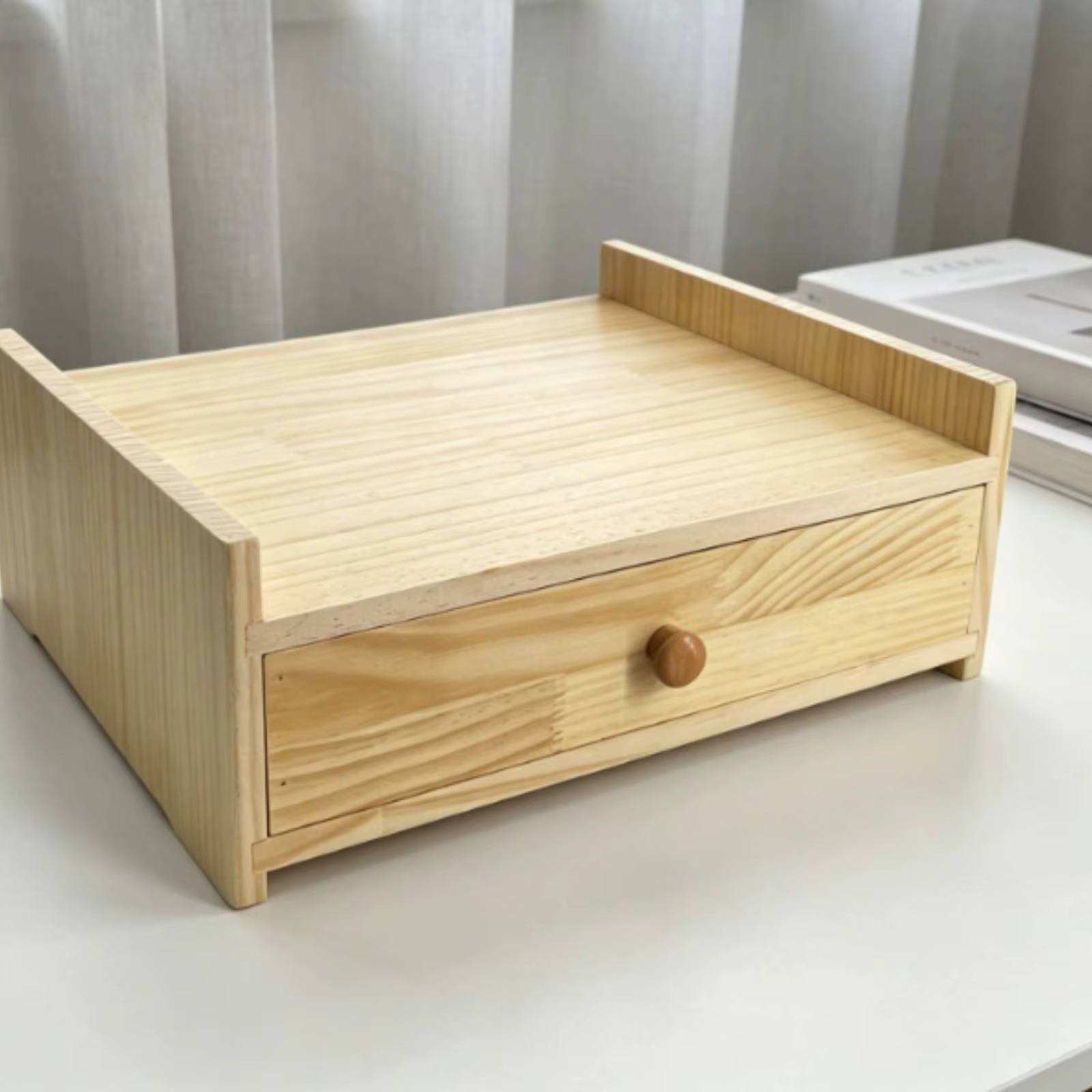 Soporte de madera con cajón para báscula de mercado - imagen 2