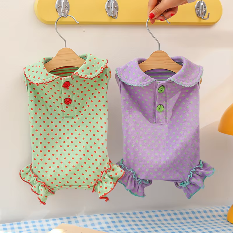 Sudadera vientre transpirable con lunares para perros y gatos