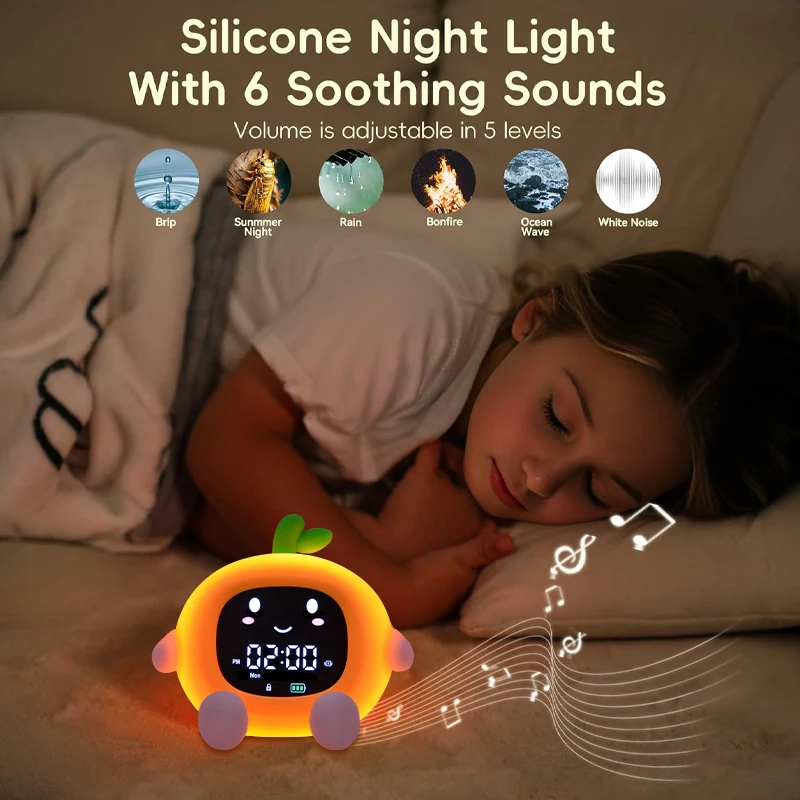 Reloj despertador infantil con luz nocturna táctil y luz suave - imagen 3