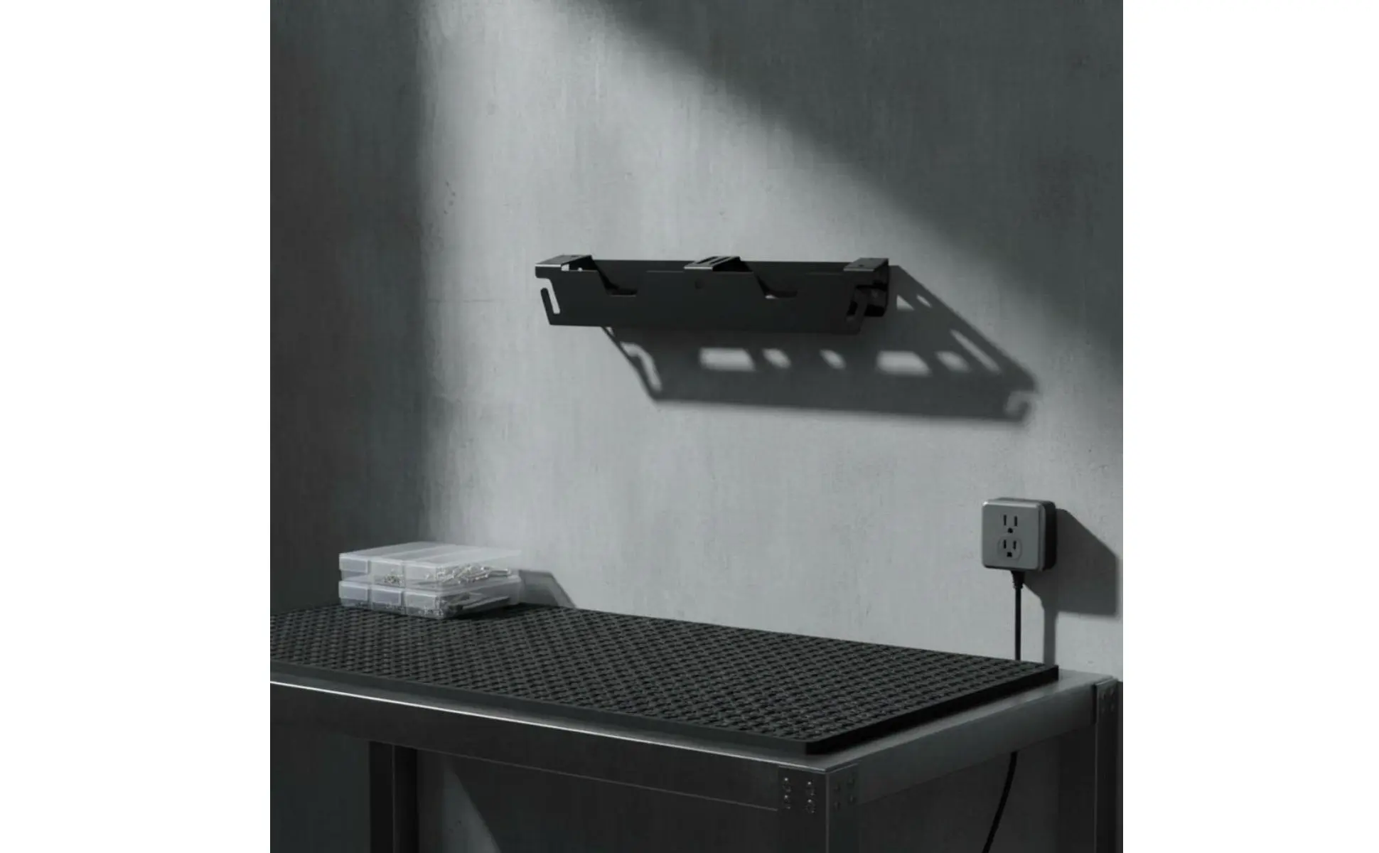 Soporte de pared con doble ranura para amoladora y herramientas