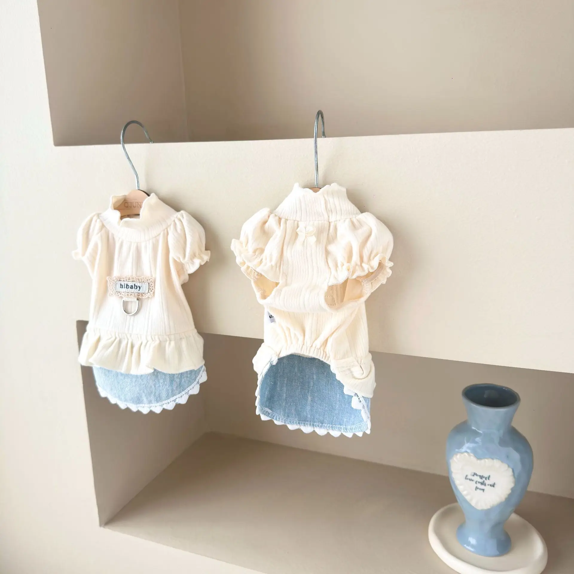 Vestido grueso invierno manga abullonada para gatos y perros pequeños