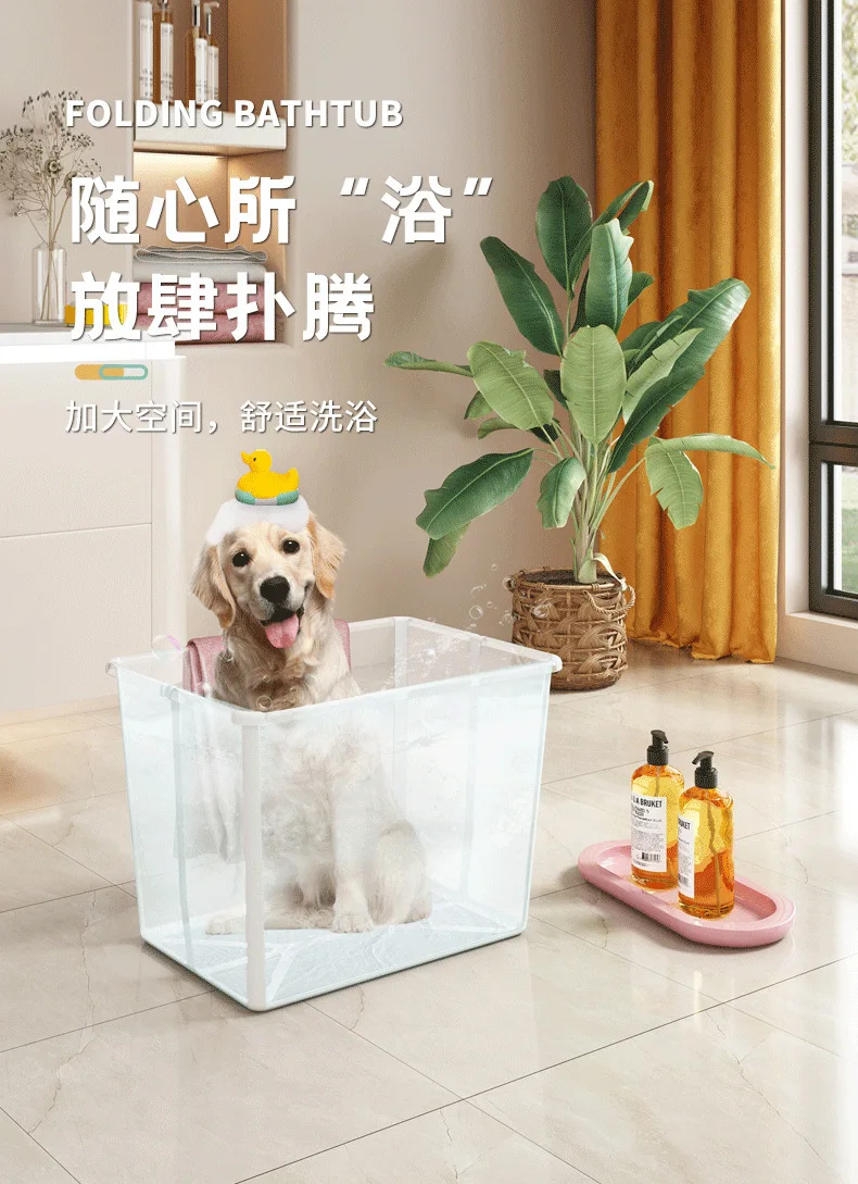Bañera plegable para mascotas en uso