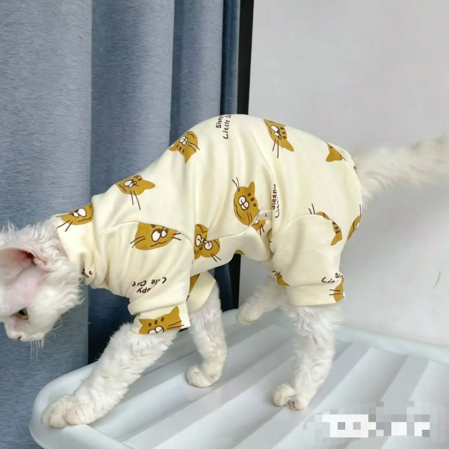 Pijama algodón 4 patas para gatos Sphynx y Devon Rex