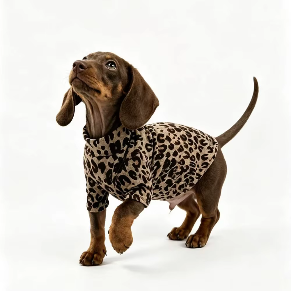 Abrigo suave leopardo para perros salchicha Dachshund, manga larga - imagen 2