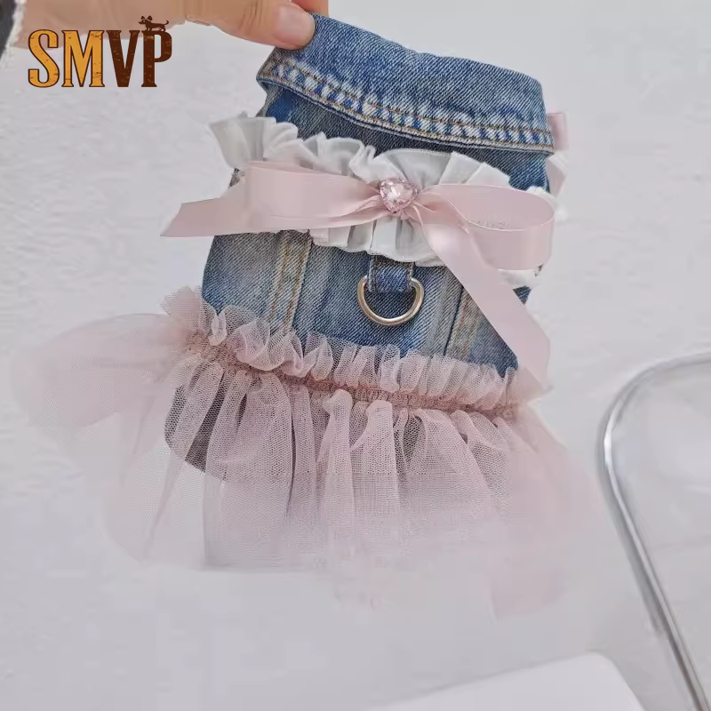 Disfraz vestido tutú de mezclilla con encaje para gatos y perros - imagen 4