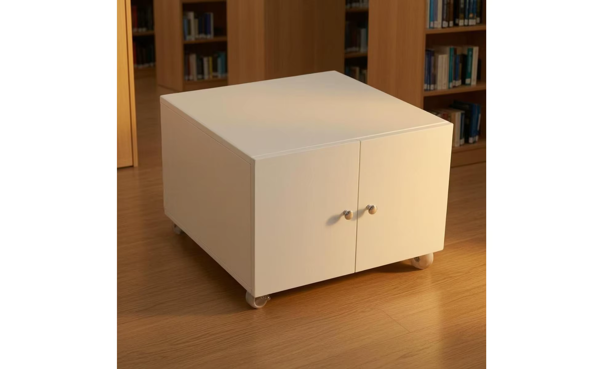 Gabinete de acero con puertas dobles y perillas redondas para oficina