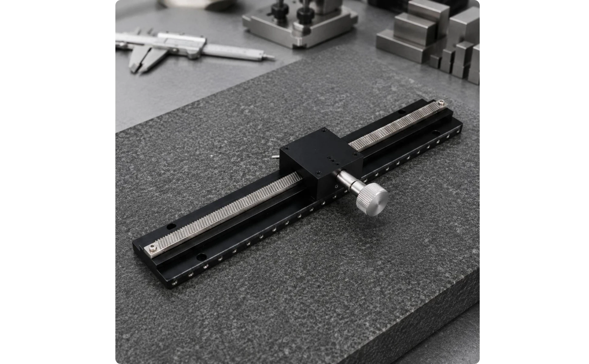 Detalle del acabado anodizado y la estructura de la etapa lineal