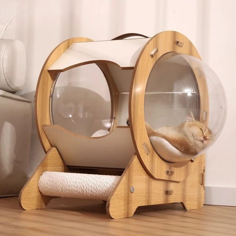Cama cápsula de madera para gatos – nido acogedor y transpirable - imagen 4