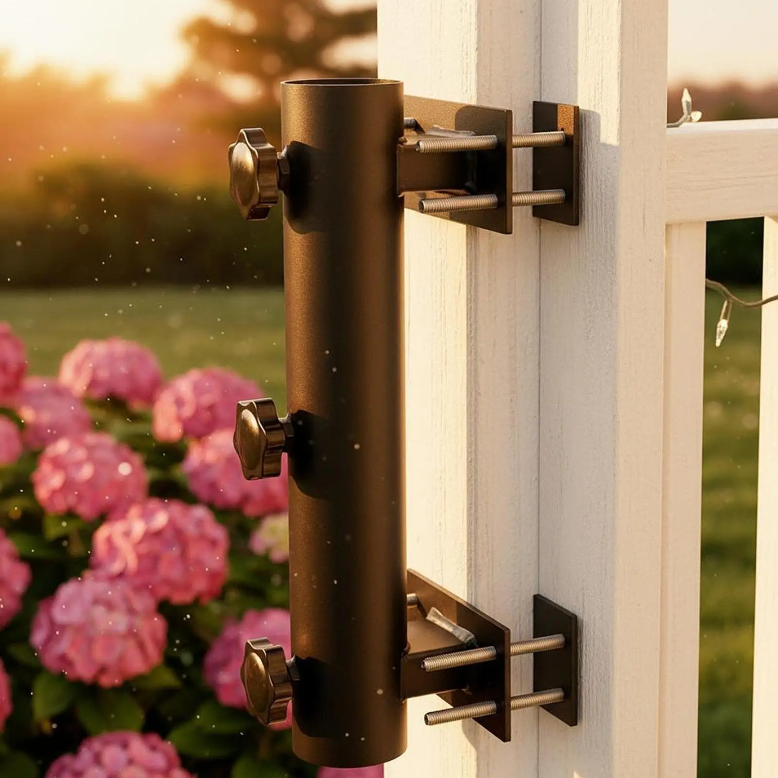 Soporte para sombrilla de jardín con bloqueo de 3 puntos – Negro - imagen 3