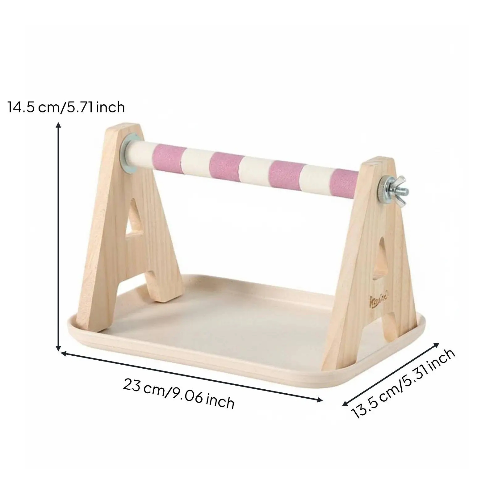 Plataforma madera natural para loros – Juego, entrenamiento y aseo - imagen 2