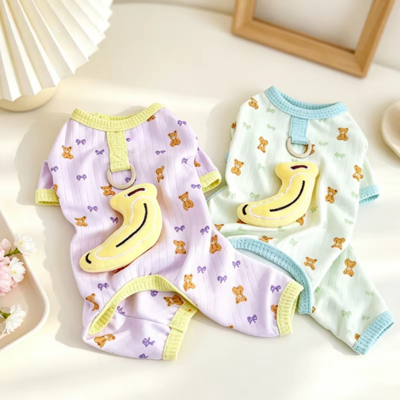 Pijama perro y gato con estampado de oso, mono suave para mascotas - imagen 5