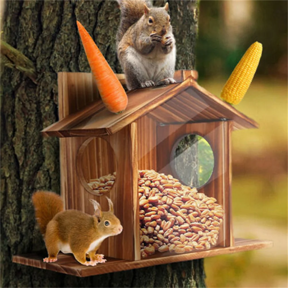 Comedero exterior para ardillas y chinchillas – Case para colgar en madera - imagen 3