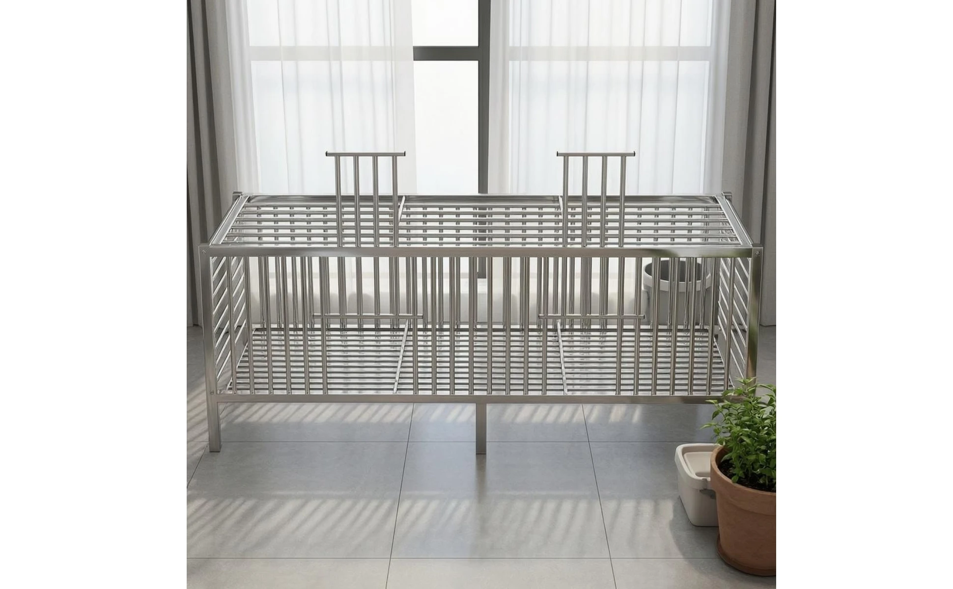 Detalle del suelo de listones y ventilación